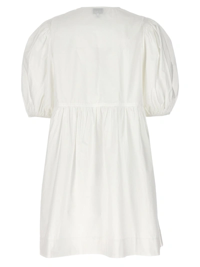 Shop Ganni Knot Poplin Dress Dresses White