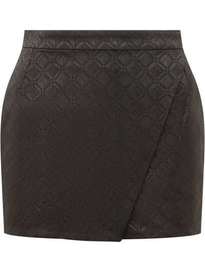 Shop Marine Serre Moon Jacquard Wrap Mini Skirt In Black