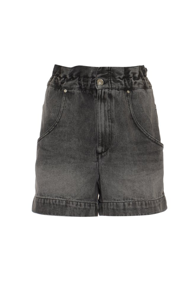 Shop Isabel Marant Titea High Waist Denim Shorts In Grey
