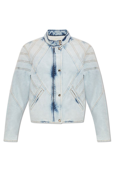 Shop Isabel Marant Chady Contrast Stitched Denim Jacket In Blue