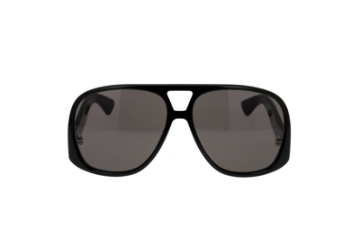 Shop Saint Laurent Eyewear Aviator Frame Sunglasses In Black