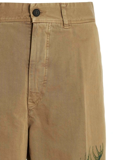 Shop Incotex Red X Facetasm Printed Cotton Trousers Pants Beige