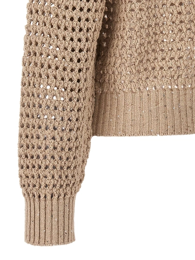 Shop Brunello Cucinelli Sequin Knit Cardigan Sweater, Cardigans Beige