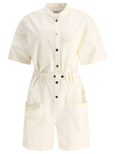 Shop Isabel Marant Étoile Kiara Short Sleeved Overall In White