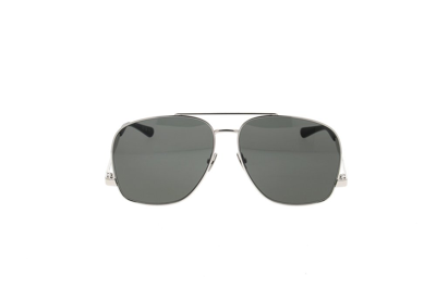 Shop Saint Laurent Eyewear Leon Pilot Frame Sunglasses In Silver