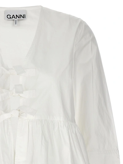 Shop Ganni Tie String Peplum Shirt, Blouse White