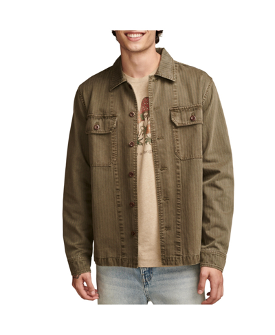Shop Lucky Brand Men's Long Sleeves Herringbone Shirt Jacket In Four Leaf Clover