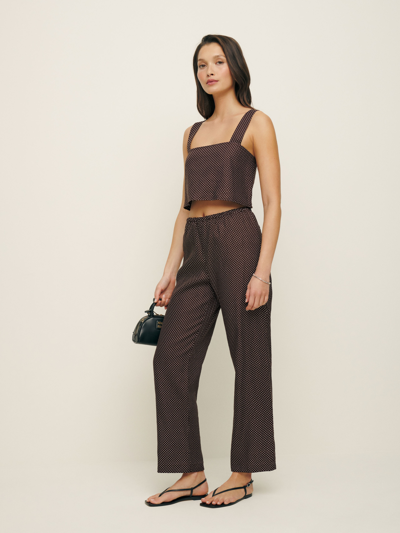 Shop Reformation Remi Cropped Linen Pant In Chocolate Chip