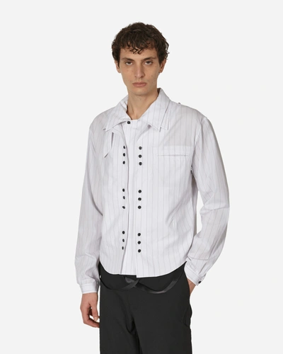 Shop Kiko Kostadinov Tonino Shirt Jacket Wide Beige Stripe In White