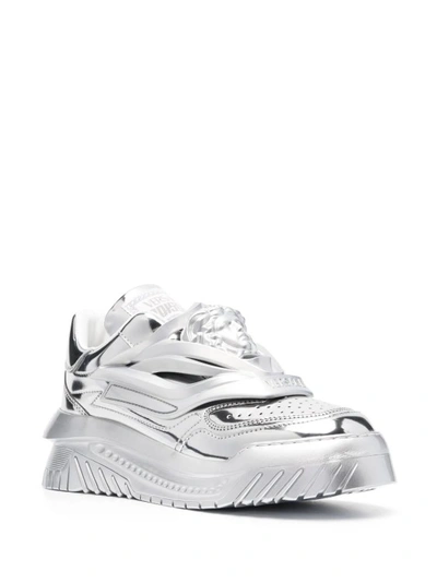 Shop Versace Odissea W Silver Sneakers In White