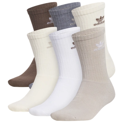 Shop Adidas Originals Mens  Trefoil 6 Pack Crew Socks In Wonder Beige/wonder White/earth Strata