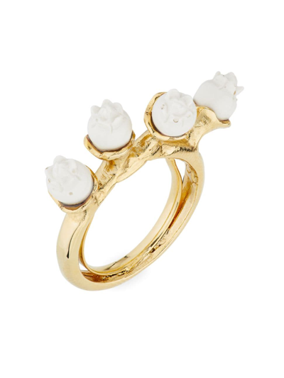 Shop Oscar De La Renta Women's Lily Of The Valley Goldtone & Resin Ring In Pearl