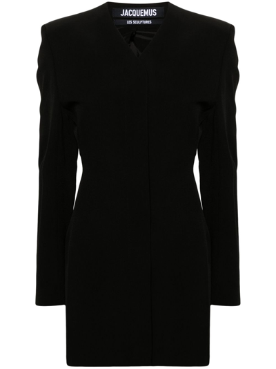 Shop Jacquemus Black La Robe Cubo Blazer Dress