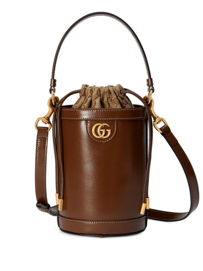 Shop Gucci Brown Mini Ophidia Bucket Bag