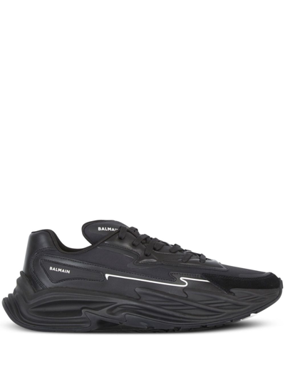 Shop Balmain B-dr4g0n Panelled Sneakers - Men's - Calf Leather/fabric/nylon/rubber In Black