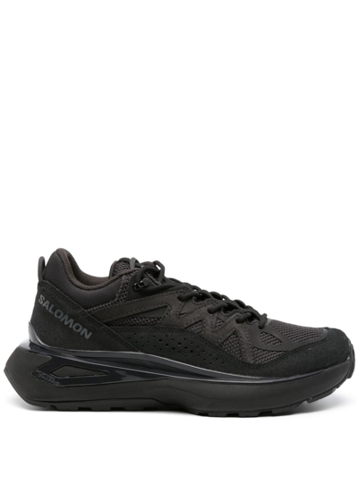 Shop Salomon Odyssey Elmt Lace-up Sneakers - Unisex - Calf Leather/fabric/polyurethanerubber In Black
