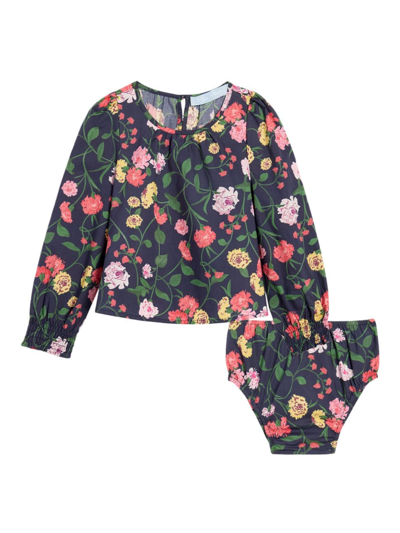 Shop Null Baby Girl's & Little Girl's Eloise Tunic In Navy Peony Bouquet