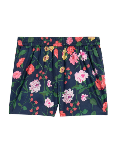 Shop Null Baby's & Little Kid's Tiny Leo Shorts In Navy Peony Bouquet