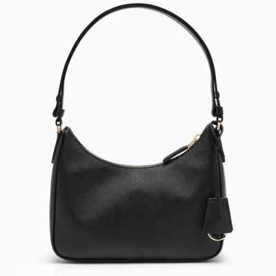 Shop Prada Re-edition Black Mini Bag In Saffiano Women In Brown