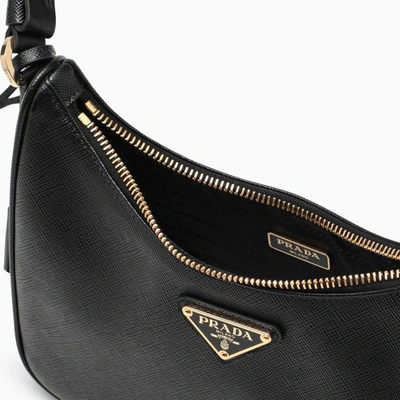 Shop Prada Re-edition Black Mini Bag In Saffiano Women In Brown