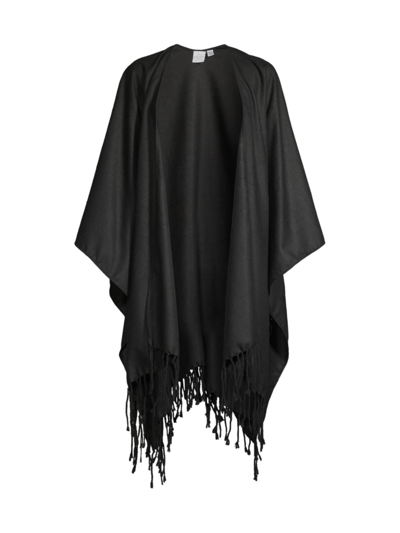 Shop Carolyn Rowan Collection Women's Silk Linen Fringed Cape In Black