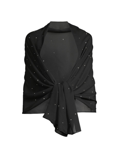 Shop Carolyn Rowan Collection Women's Crystal & Pearl Silk-georgette Shawl In Black