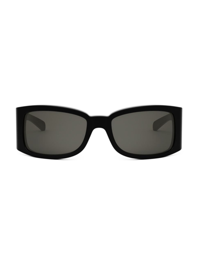 Shop Celine Men's Bold 62mm Mask Sunglasses In Shiny Black Smoke