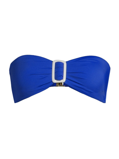 Shop Milly Women's Margot Bandeau Bikini Top In Blue