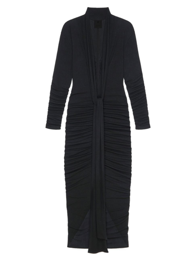 Shop Givenchy Women's Draped Dress In Jersey With Lavalliere In Black