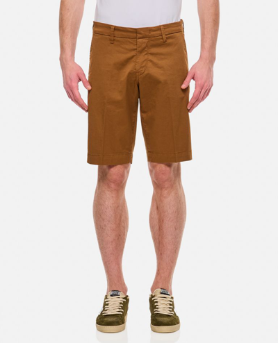 Shop Fay Slim Fit Chino Shorts In Brown