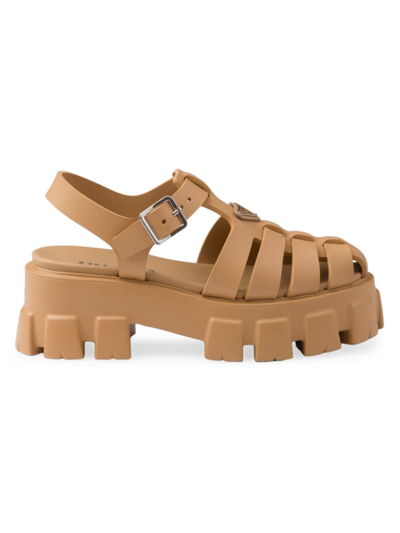 Shop Prada Women's Foam Rubber Sandals In Light Brown