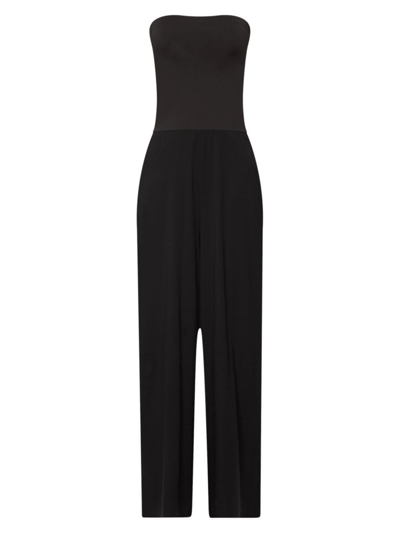 Shop Wolford Women's Aurora Pure Strapless Jersey Wide-leg Jumpsuit In Black