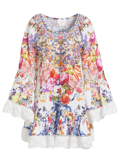 Shop Camilla Women's Dutch Is Life Embellished Floral Linen Dress
