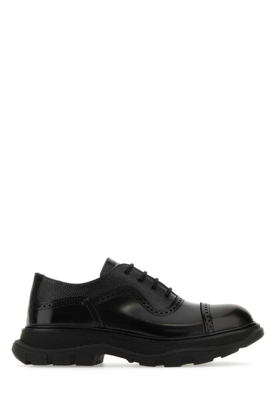 Shop Alexander Mcqueen Black Leather Lace Up Shoes