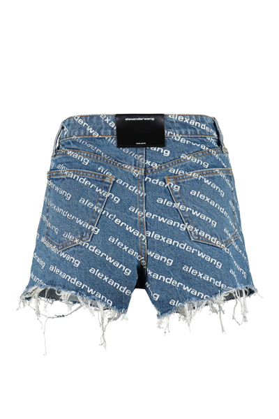 Alexander Wang Bite Logo Cotton Denim Shorts In Multicolor