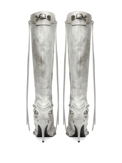 Shop Balenciaga Le Cagole Leather Boots In White