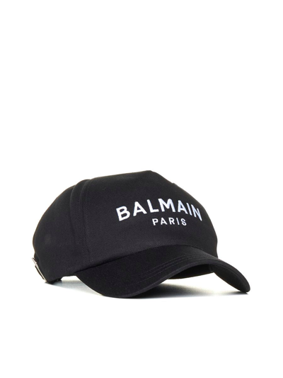 Shop Balmain " Paris" Cap In White/black