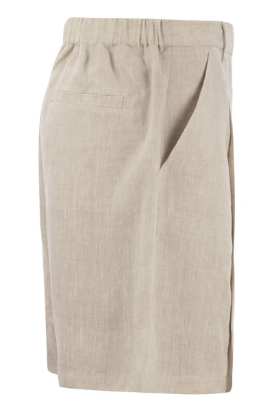 Shop Brunello Cucinelli Linen Shorts In Natural