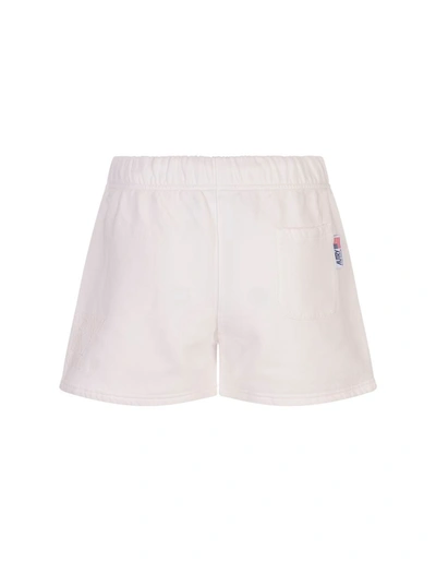 Shop Autry Cotton Shorts With Embroidered Logo In White