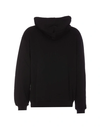 Shop Dolce & Gabbana Black Hoodie With Print And Fusible Rhinestone In Cotton Man