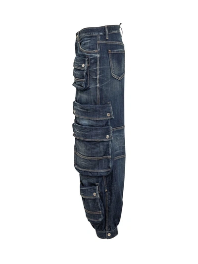 Shop Dsquared2 Jeans With Cargo Pockets In Blue