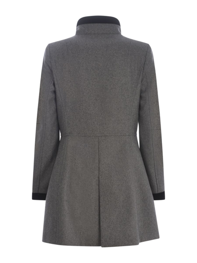 Fay Long Wool Coat With High Collar In Grey