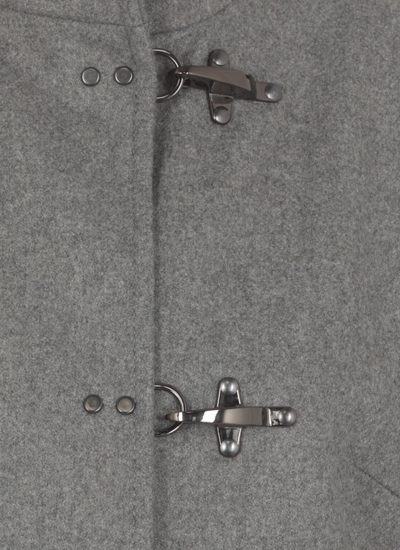Fay Long Wool Coat With High Collar In Grey