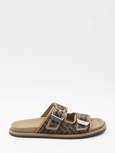 Shop Fendi Feel Sandals In Beige