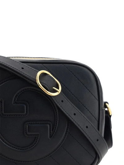 Shop Gucci Blondie Leather Shoulder Bag In Black