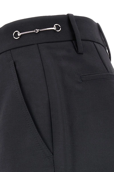 Shop Gucci Wool Blend Trousers In Black