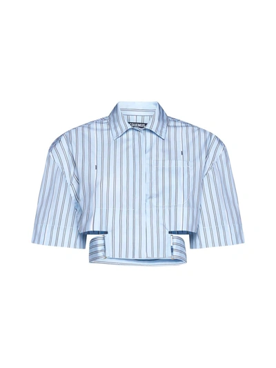 Shop Jacquemus Shirts In Print Blue Stripe