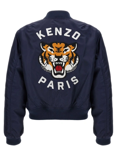 Shop Kenzo 'lucky Tiger' Bomber Jacket In Blue