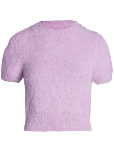Shop Maison Margiela Cropped Cotton T-shirt In Lilac
