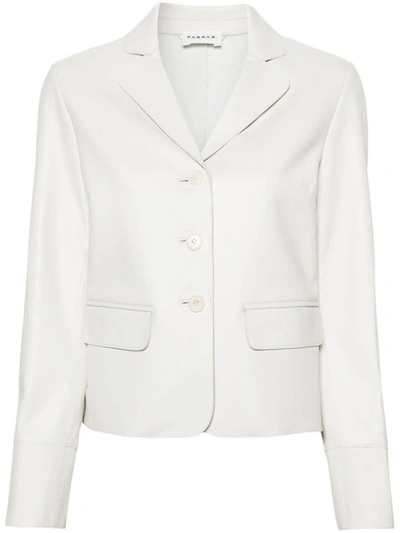 Shop P.a.r.o.s.h . Leather Single Breasted Jacket In White
